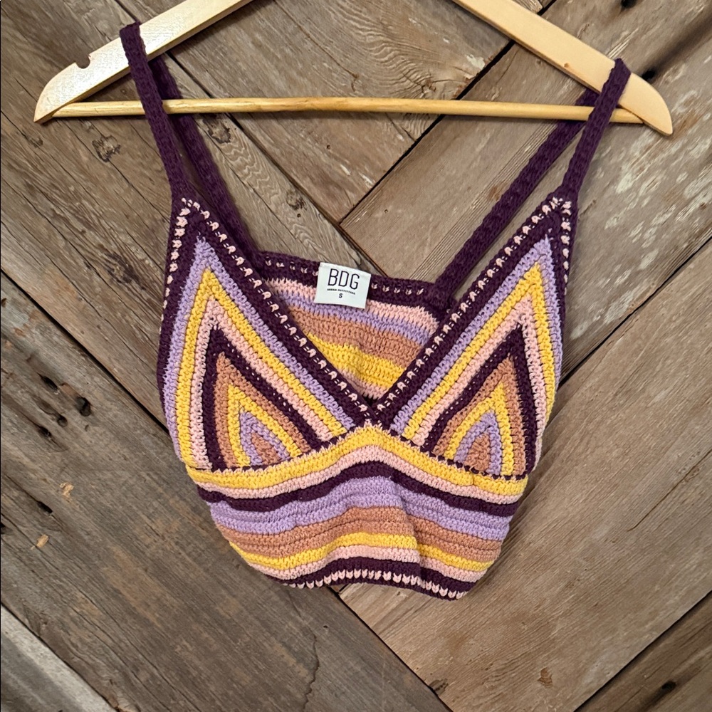 BDG Purple and Yellow Crochet Top